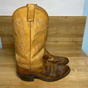 Justin Womens Mid Calf Almond Toe Cowgirl Western Boots Brown Size US 9 D 2403
